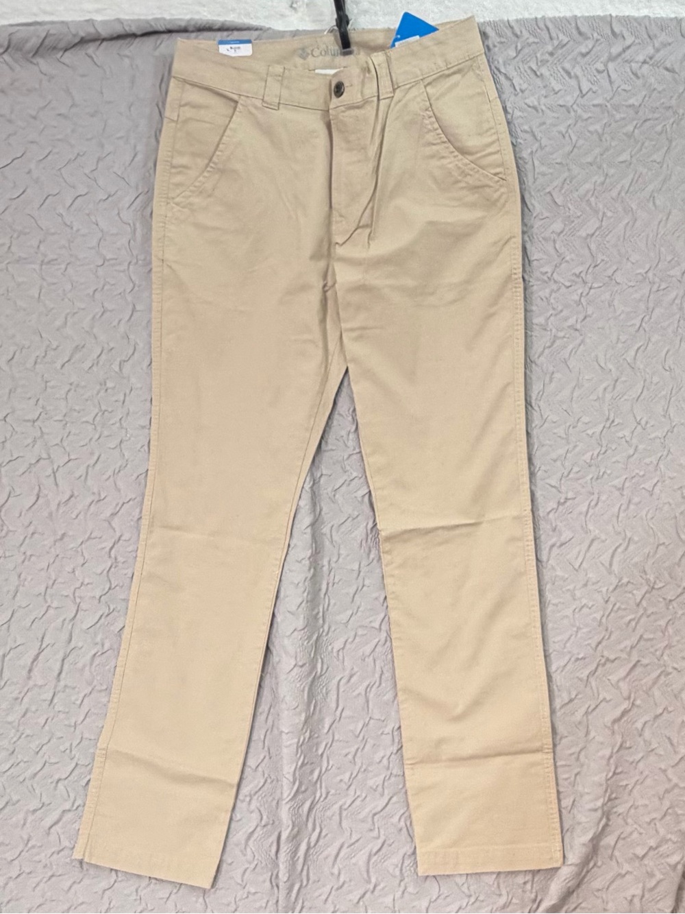 Columbia Mens Active Fit Pants 32x34 Ancient Fossil Khaki Stretch Straight Leg